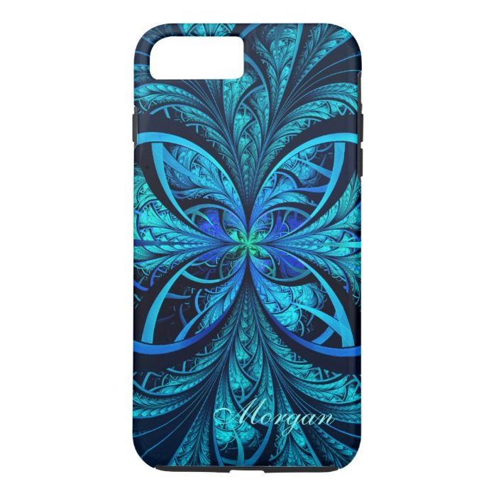 Modern Abstract Blue Green Fractal iPhone 7 Case