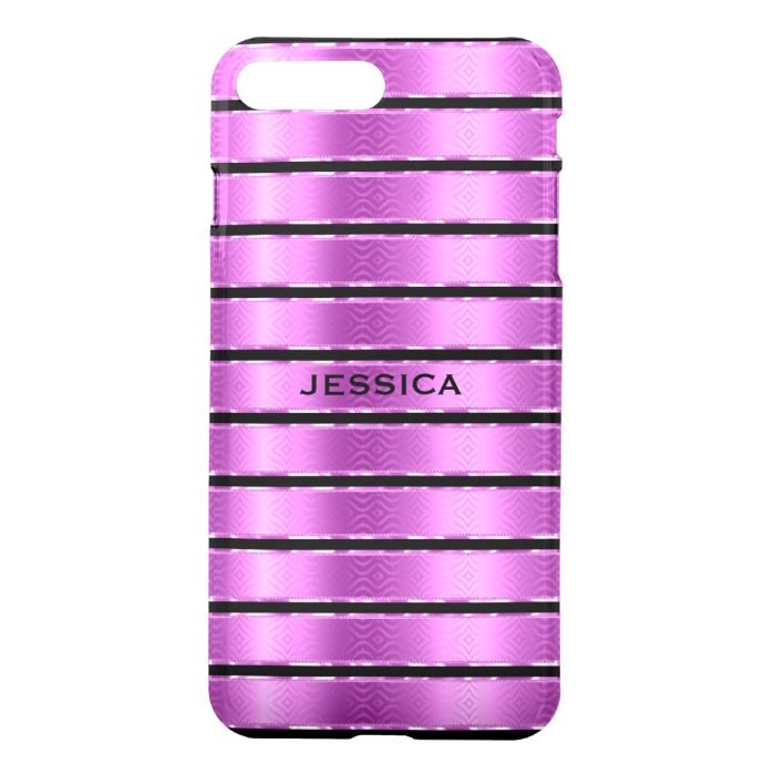 Modern Black And Metallic Pink Stripes iPhone 7 Plus Case