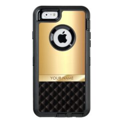 Modern Black & Gold Custom Name OtterBox Defender iPhone Case