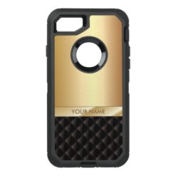 Modern Black & Gold Name OtterBox Defender iPhone 7 Case