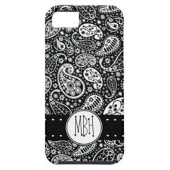 Modern Black Paisley with Personalization iPhone SE/5/5s Case