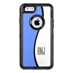 Modern Blue Wave Personalized Monogram OtterBox Defender iPhone Case