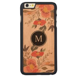 Modern Colorful Flowers Watercolors Illustration Carved Cherry iPhone 6 Plus Case