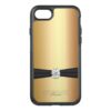 Modern Diamond Black Ribbon with Name Golden OtterBox Symmetry iPhone 7 Case
