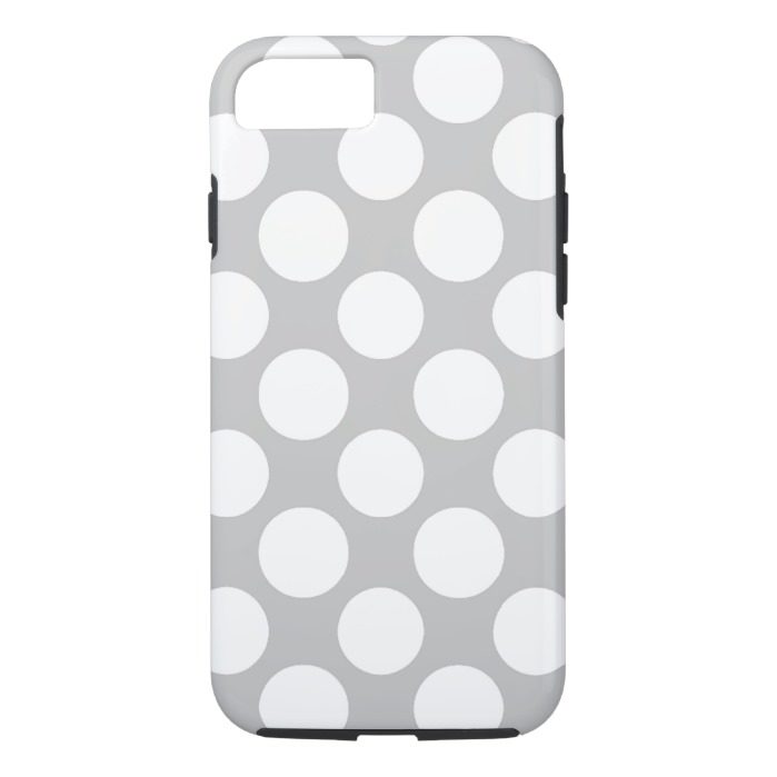 Modern Gray White Polka Dots Pattern iPhone 7 Case
