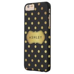 Modern Luxury Black Gold Glitter Dots Pattern Barely There iPhone 6 Plus Case