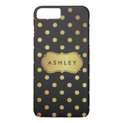 Modern Luxury Black Gold Glitter Dots Pattern iPhone 7 Plus Case