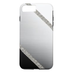 Modern Monochrome Black White Girly Color Block iPhone 7 Plus Case