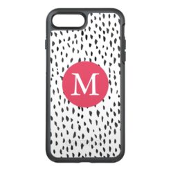 Modern Monogrammed Girly Hand drawn Dots Pattern OtterBox Symmetry iPhone 7 Plus Case