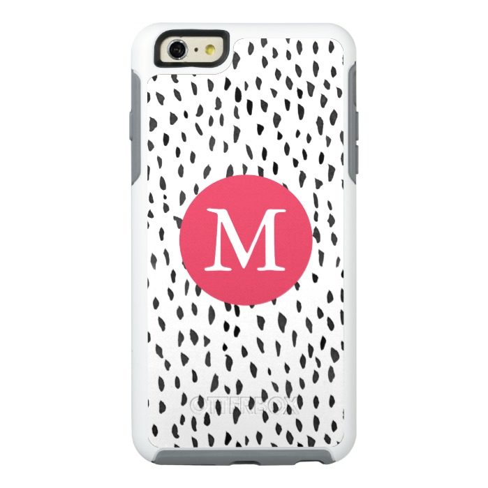 Modern Monogrammed Girly Hand drawn Dots Pattern OtterBox iPhone 6/6s Plus Case