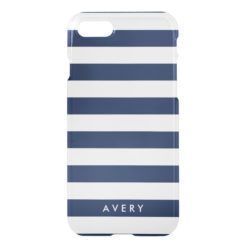 Modern Navy Stripe Clear iPhone Case