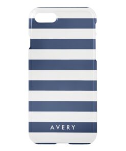 Modern Navy Stripe Clear iPhone Case