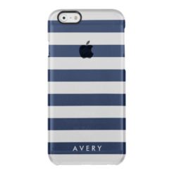 Modern Navy Stripe Clear iPhone Case