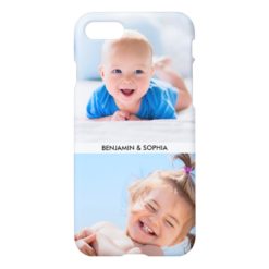 Modern Photo Collage Your 2 Photos and Custom Text iPhone 7 Case
