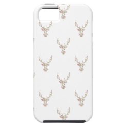 Modern Pink White Vintage Floral Deer Head iPhone SE/5/5s Case