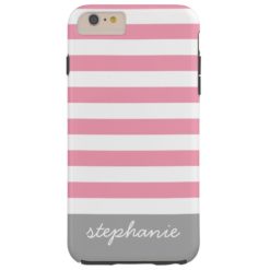 Modern Striped Pattern with Personalized Name Tough iPhone 6 Plus Case