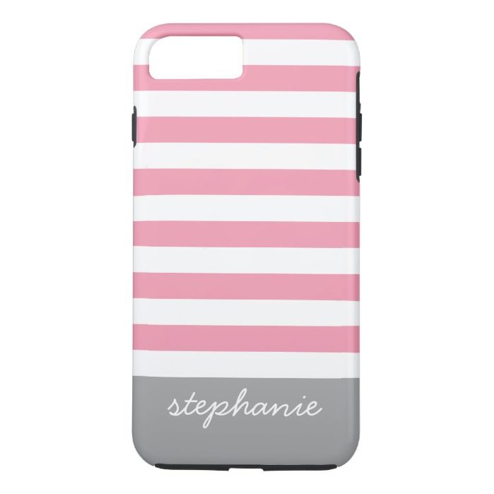 Modern Striped Pattern with Personalized Name iPhone 7 Plus Case