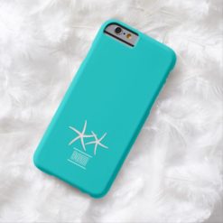 Modern Tiffany Blue Starfish with Custom Name Barely There iPhone 6 Case