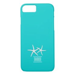 Modern Tiffany Blue Starfish with Custom Name iPhone 7 Case