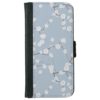 Modern White Blue Cherries Blossom Floral Pattern iPhone 6/6s Wallet Case