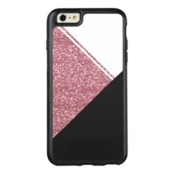 Modern White Rose Gold Glitter Black triangle OtterBox iPhone 6/6s Plus Case