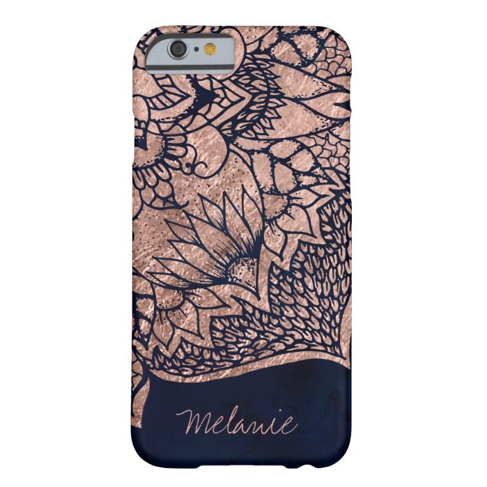 Modern boho rose gold floral mandala watercolor barely there iPhone 6 case