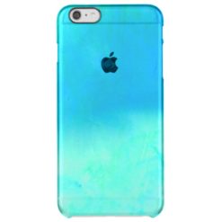 Modern bright blue turquoise ombre watercolor clear iPhone 6 plus case