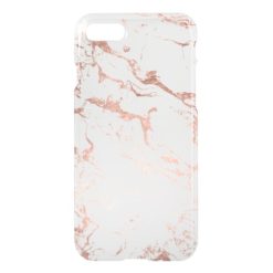 Modern chic faux rose gold white marble iPhone 7 case