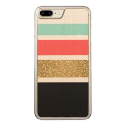 Modern faux gold glitter stripes pattern image Carved iPhone 7 plus case