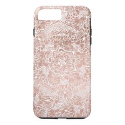 Modern faux rose gold floral mandala hand drawn iPhone 7 plus case