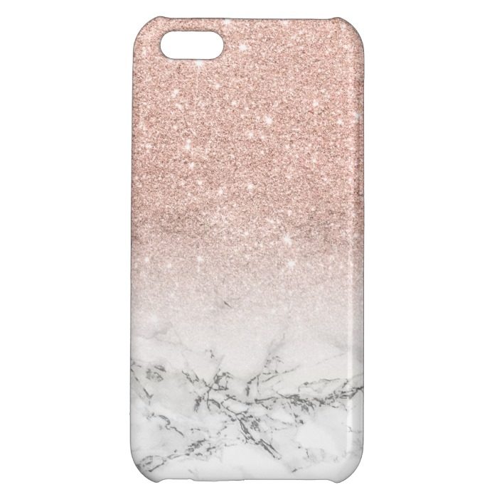 Modern faux rose pink glitter ombre white marble iPhone 5C cover