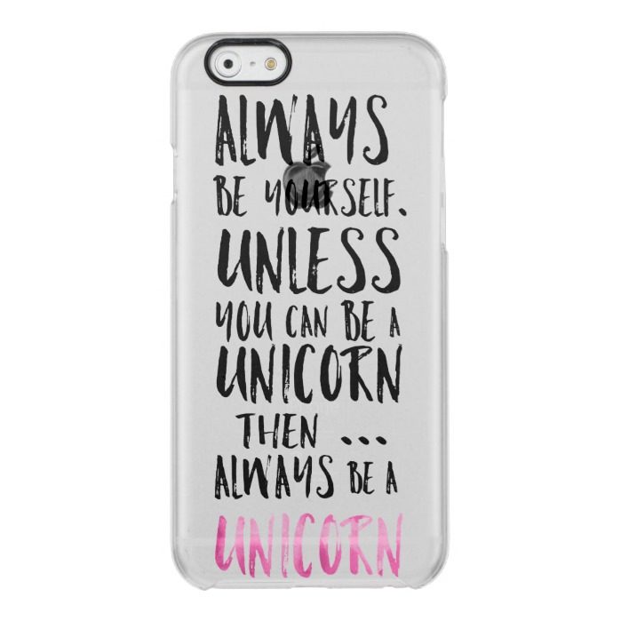Modern funny unicorn quote typography girly clear iPhone 6/6S case
