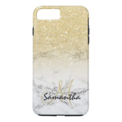 Modern gold ombre marble block personalized iPhone 7 plus case