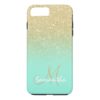 Modern gold ombre mint green block personalized iPhone 7 plus case