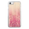 Modern handdrawn henna mandala pink ombre wood Carved iPhone 7 case