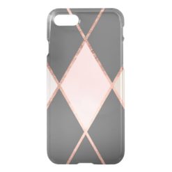 Modern pink gray color block rose gold stripes iPhone 7 case
