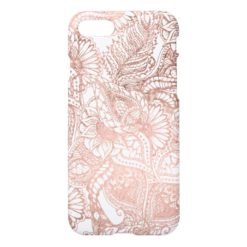 Modern rose gold foil hand drawn floral pattern iPhone 7 case