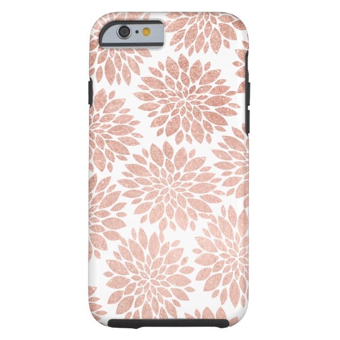 Modern rose gold geometric floral abstract tough iPhone 6 case