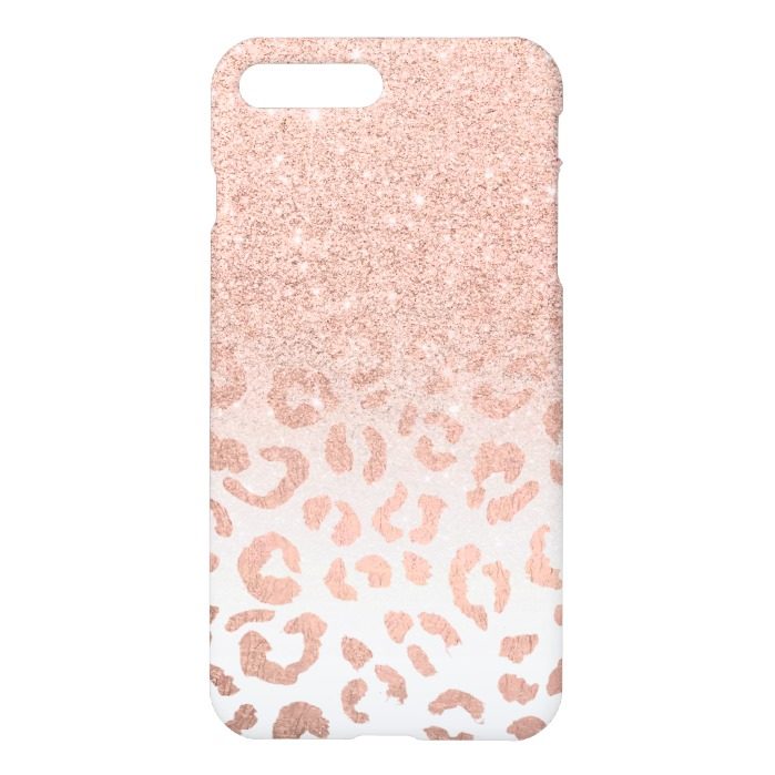 Modern rose gold glitter ombre leopard pattern iPhone 7 plus case