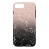 Modern rose gold ombre black marble color block iPhone 7 plus case