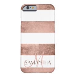 Modern rose gold stripes stylish personalized barely there iPhone 6 case