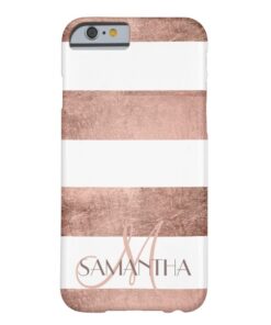 Modern rose gold stripes stylish personalized barely there iPhone 6 case