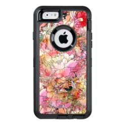 Modern watercolor floral pattern illustration OtterBox defender iPhone case
