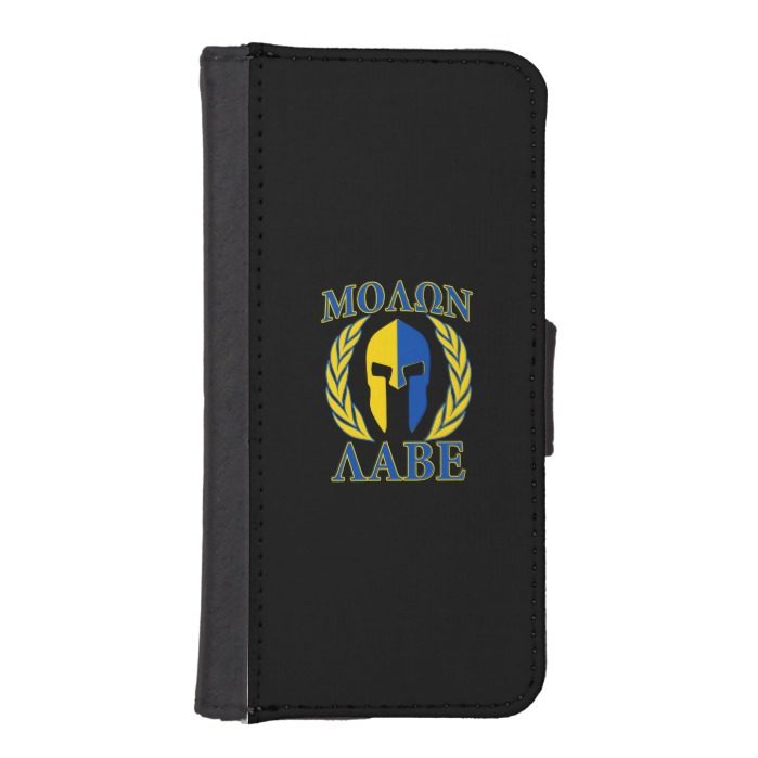 Molon Labe Spartan Armor Laurels Yellow Blue iPhone SE/5/5s Wallet Case