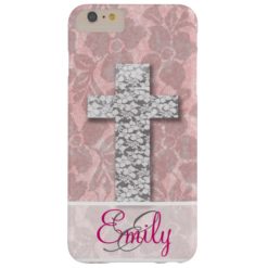 Monogram Black White Cross Girly pink Floral Lace Barely There iPhone 6 Plus Case