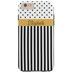 Monogram Black White Polka Dots Stripes ColorBlock Tough iPhone 6 Plus Case