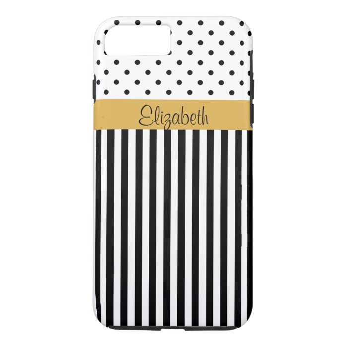 Monogram Black White Polka Dots Stripes ColorBlock iPhone 7 Plus Case