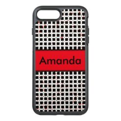 Monogram Black White Red Trendy Elegant Pattern OtterBox Symmetry iPhone 7 Plus Case