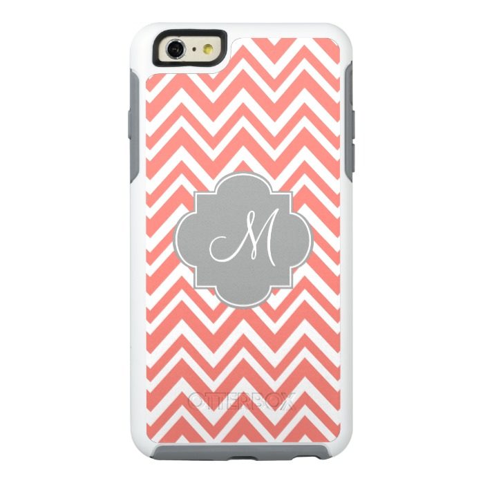 Monogram Coral and White Chevron with Gray OtterBox iPhone 6/6s Plus Case