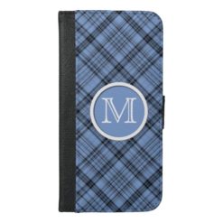 Monogram Cornflower Blue Plaid iPhone 6/6s Plus Wallet Case